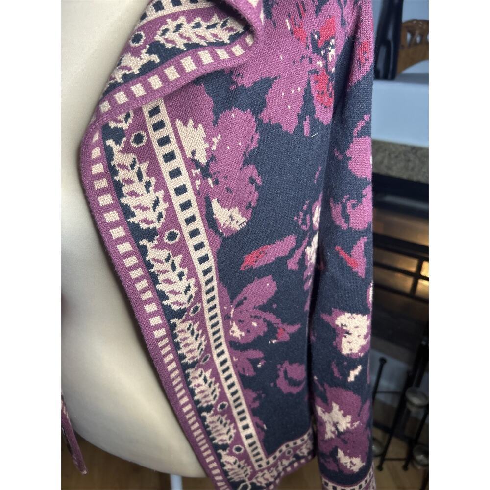 Rachel Zoe Womens Purple Floral Long Sleeve Hooded Cardigan Sweater S Boho Chic - Picture 5 of 7
